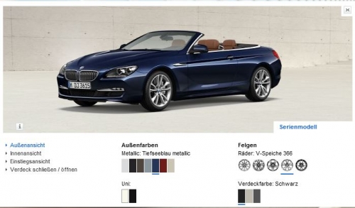 2012-es 6-os BMW konfigurátor a németeknél